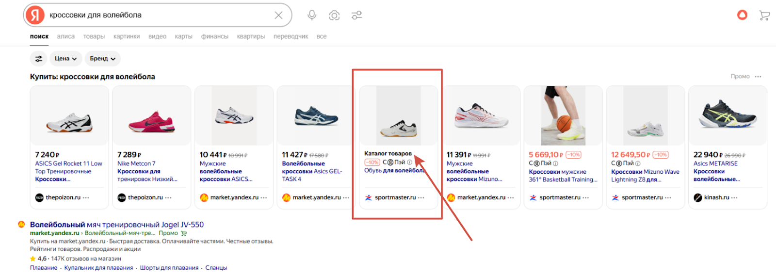 Пример каталожных объявлений в товарной галерее Пример каталожных объявлений в товарной галерее
