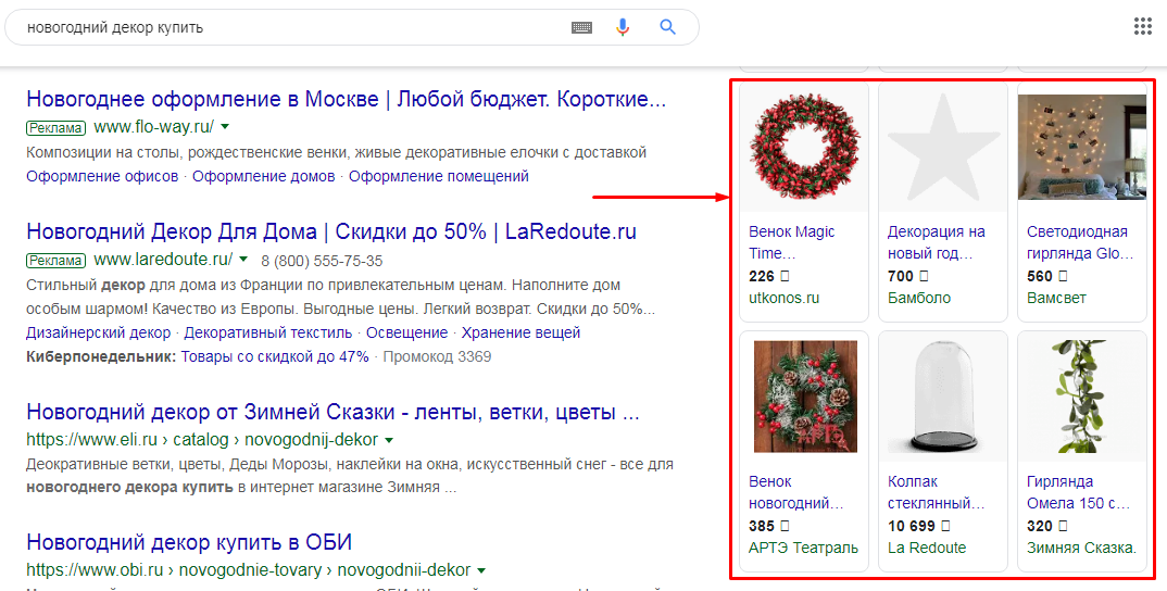 Объявления Google Shopping